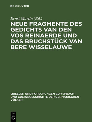 cover image of Neue Fragmente des Gedichts Van den Vos Reinaerde und das Bruchstück Van Bere Wisselauwe
